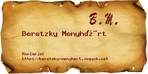 Beretzky Menyhért névjegykártya